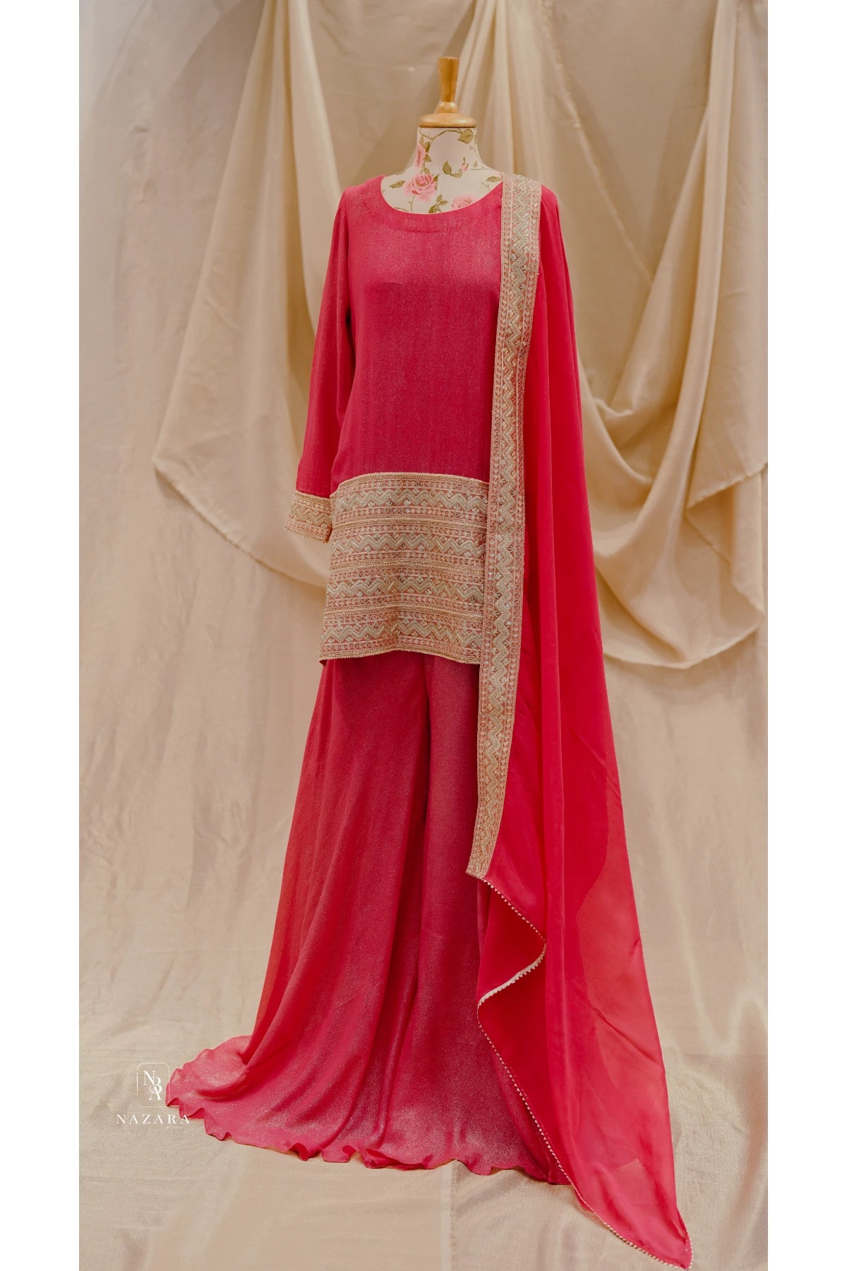 Rani pink short top and palazzo