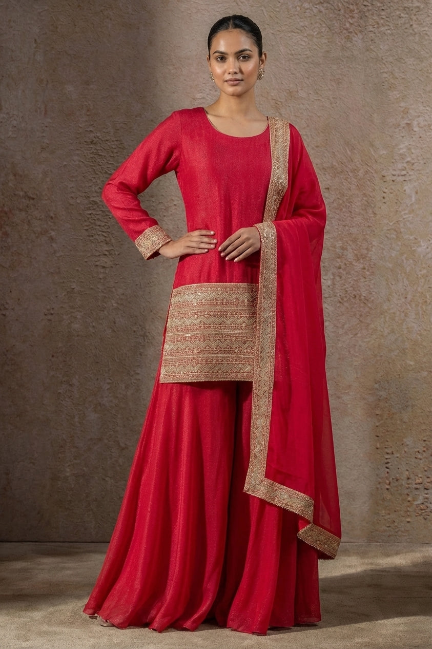 Rani pink short top and palazzo